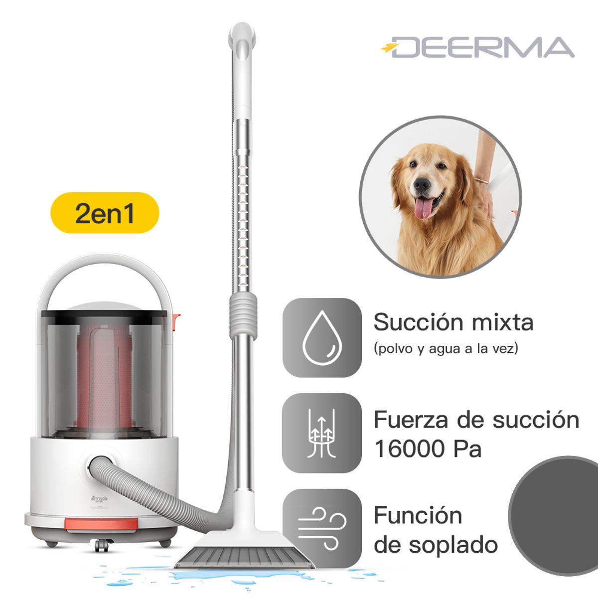 DEERMA - Aspiradora de Tanque Polvo y Agua TJ200 Deerma