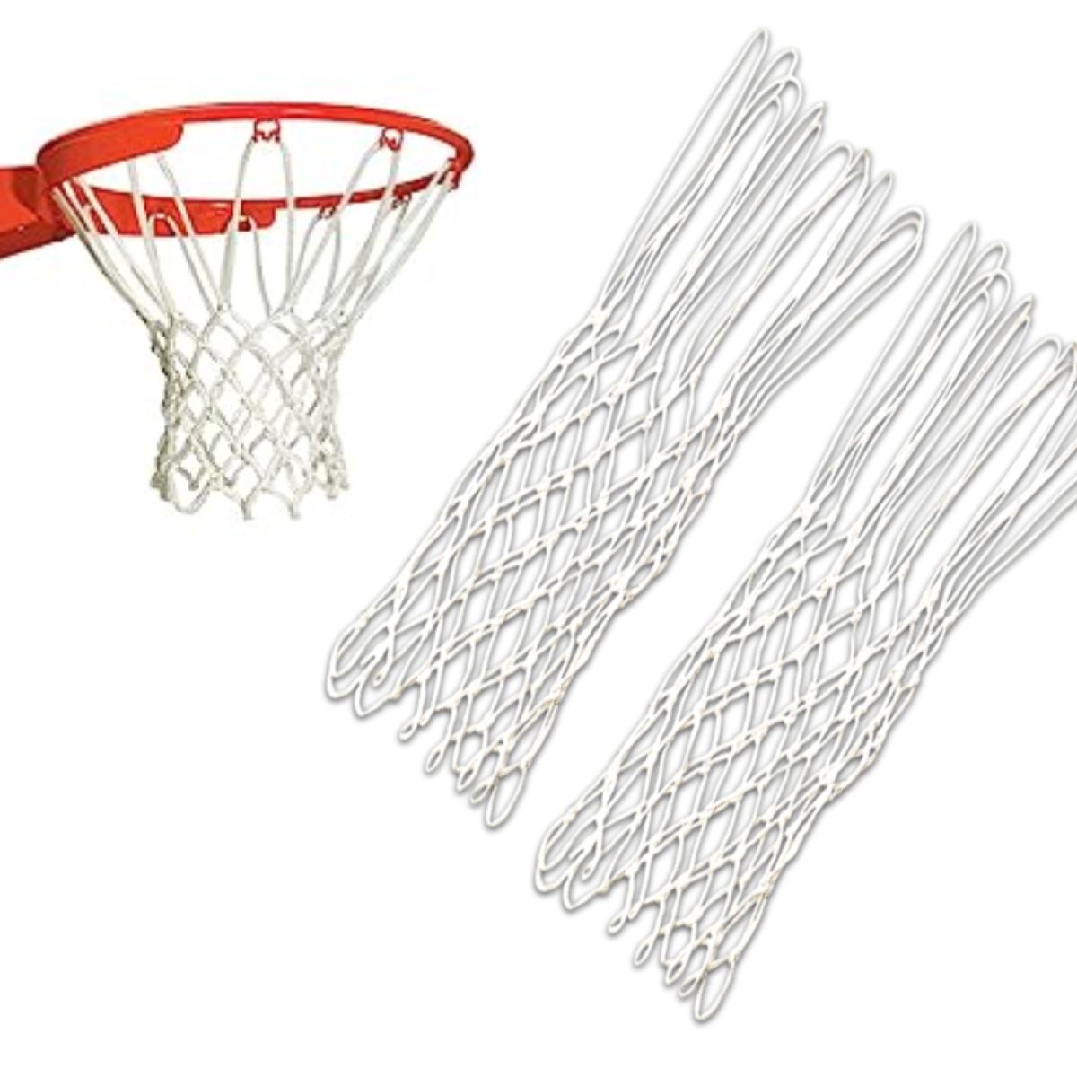 GENERICO - RED PARA ARO DE BÁSQUET 12 ENGANCHES BLANCO - 2 PCS