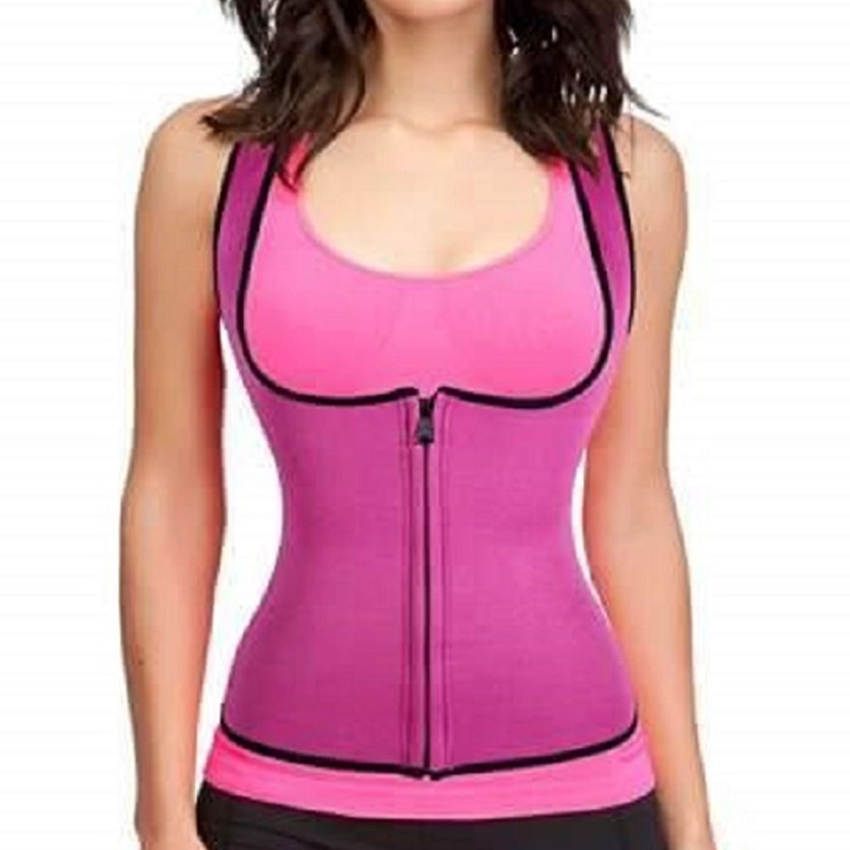 GENERICO - Faja tipo Chaleco Reductor en color Negro y Fucsia