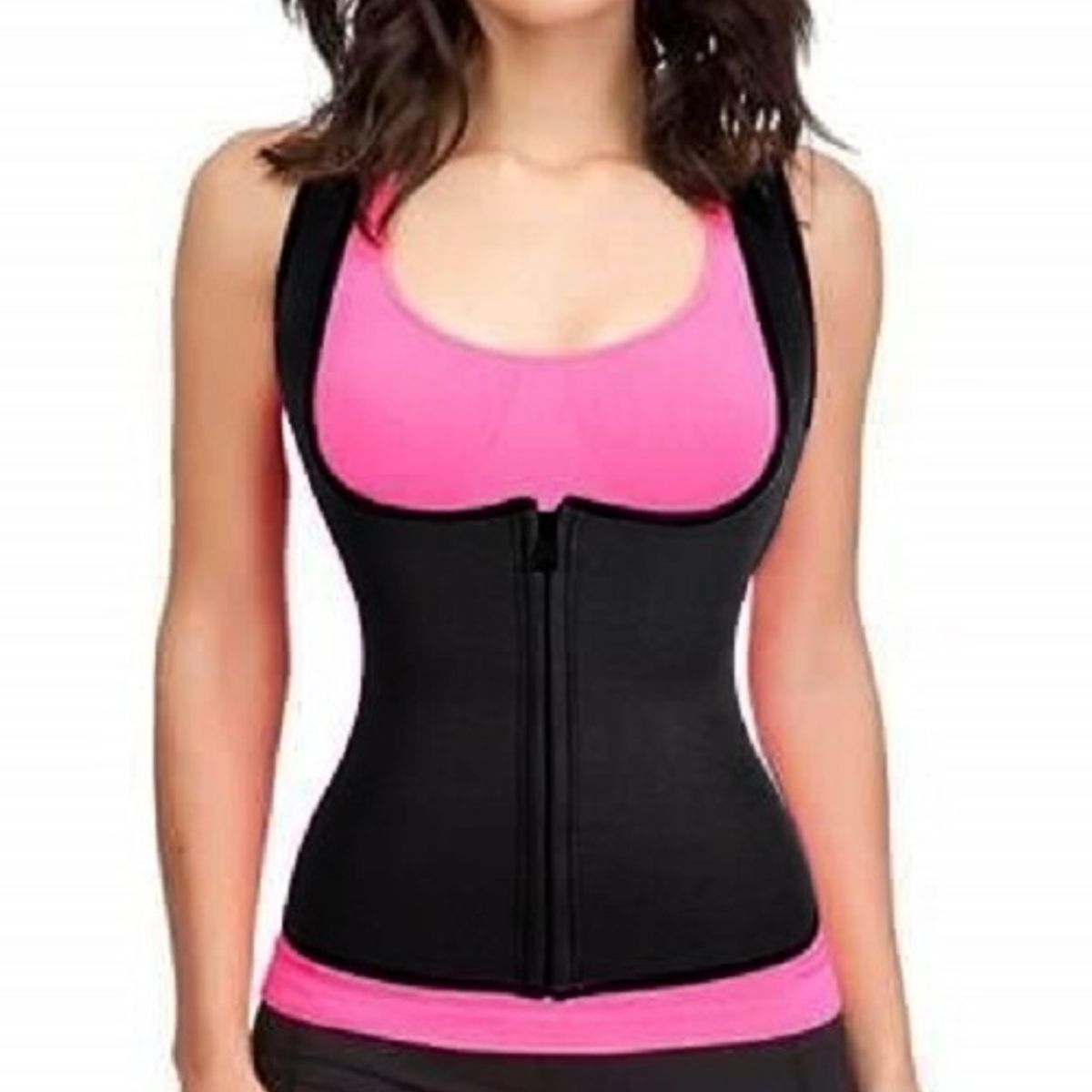 GENERICO - Faja tipo Chaleco Reductor en color Negro y Fucsia