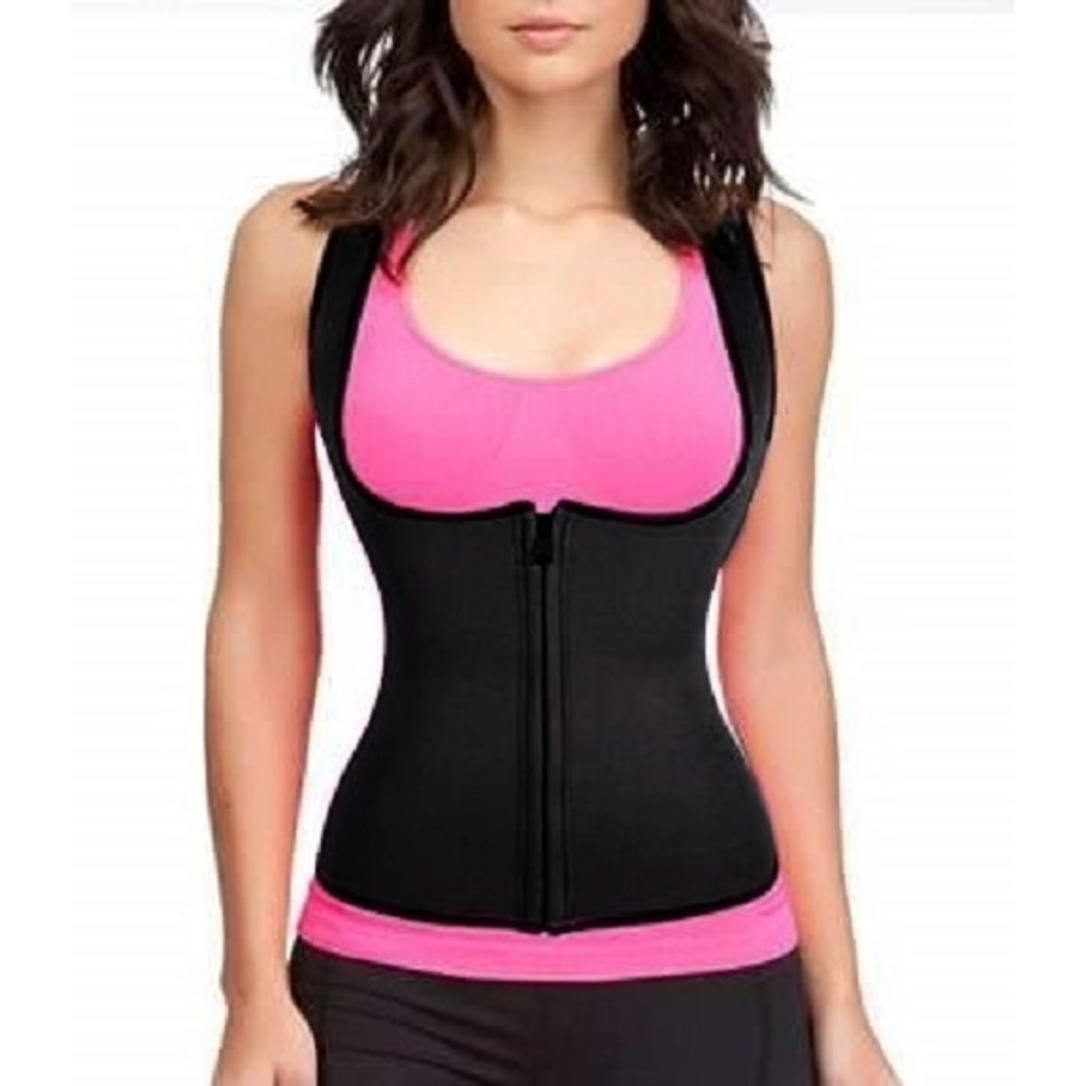 GENERICO - Faja tipo Chaleco Reductor en color Negro y Fucsia