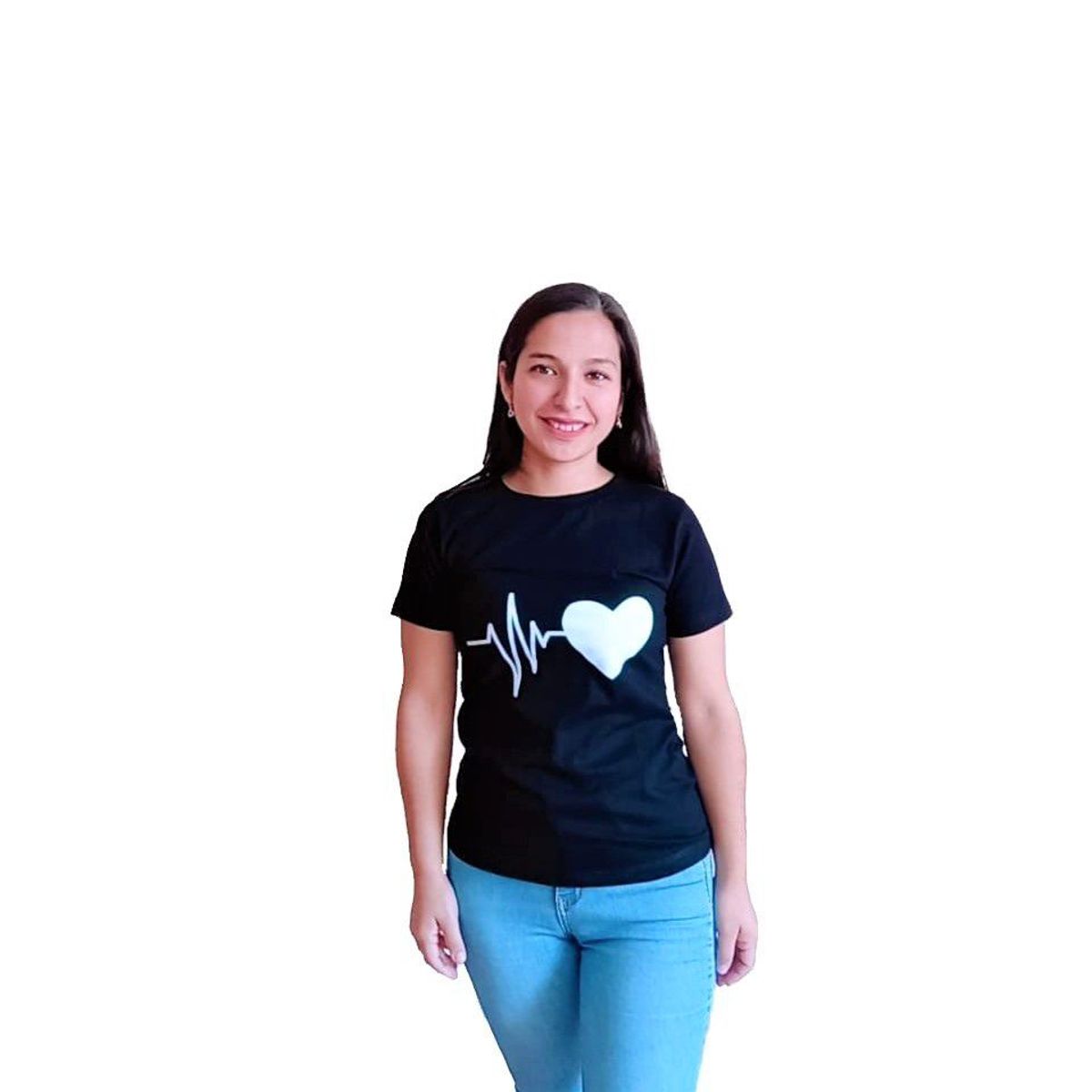 GENERICO - Polo Mujer Diseño Corazón - Nathalie Love It - Negro