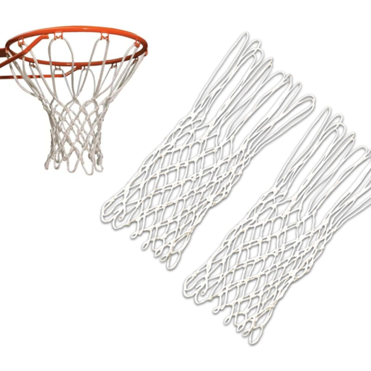 GENERICO - RED PARA ARO DE BÁSQUET 8 ENGANCHES BLANCO - 2 PCS