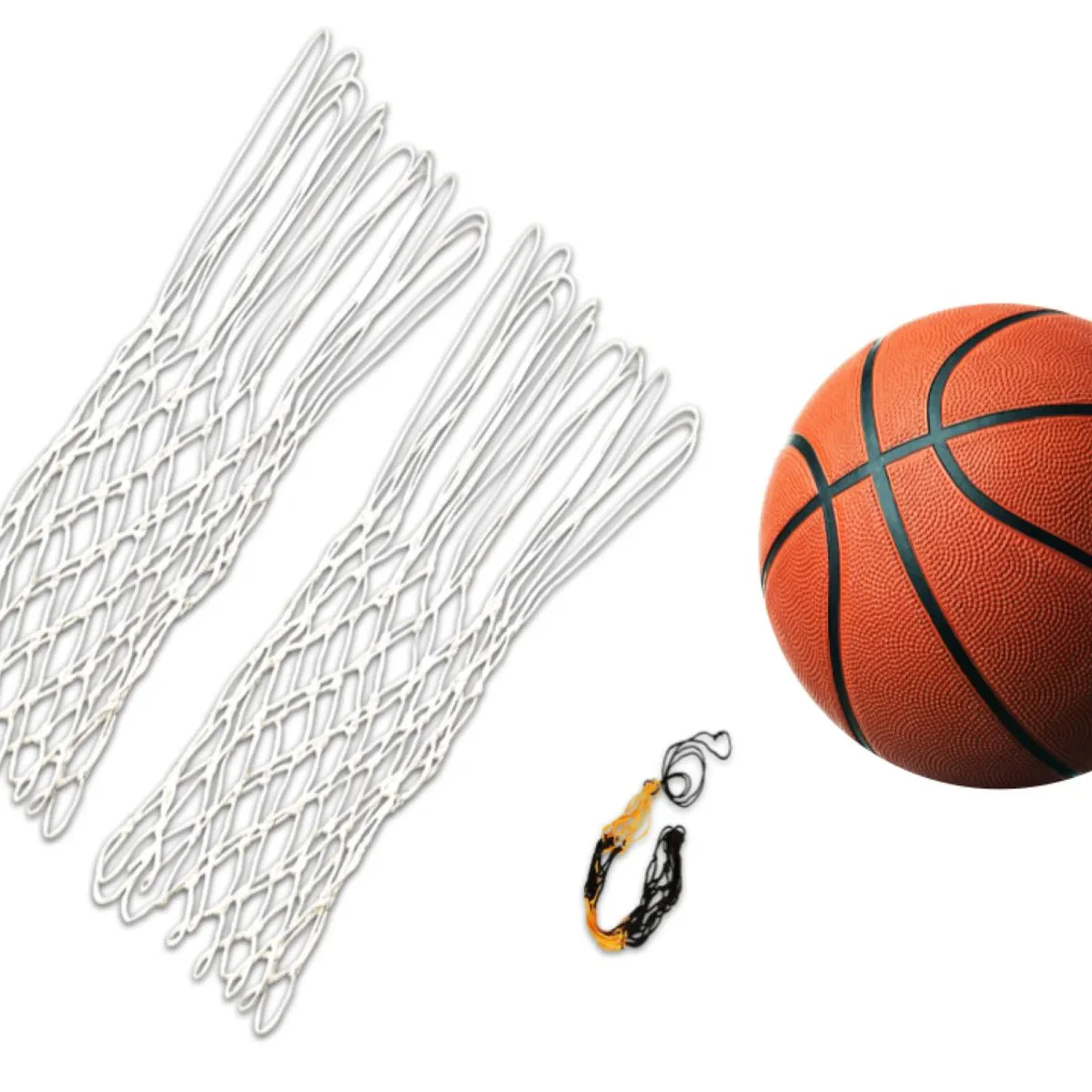 GENERICO - KIT 2 RED DE BÁSQUET 12 ENGANCHES COLOR BLANCO + PELOTA Nº7