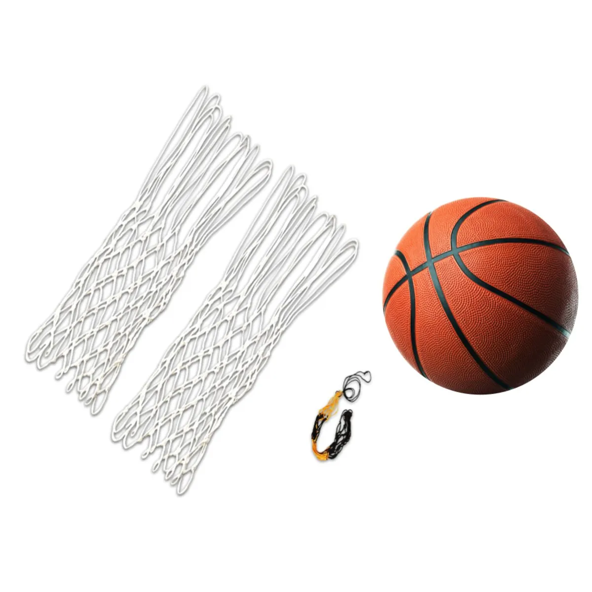 GENERICO - KIT 2 RED DE BÁSQUET 12 ENGANCHES COLOR BLANCO + PELOTA Nº7