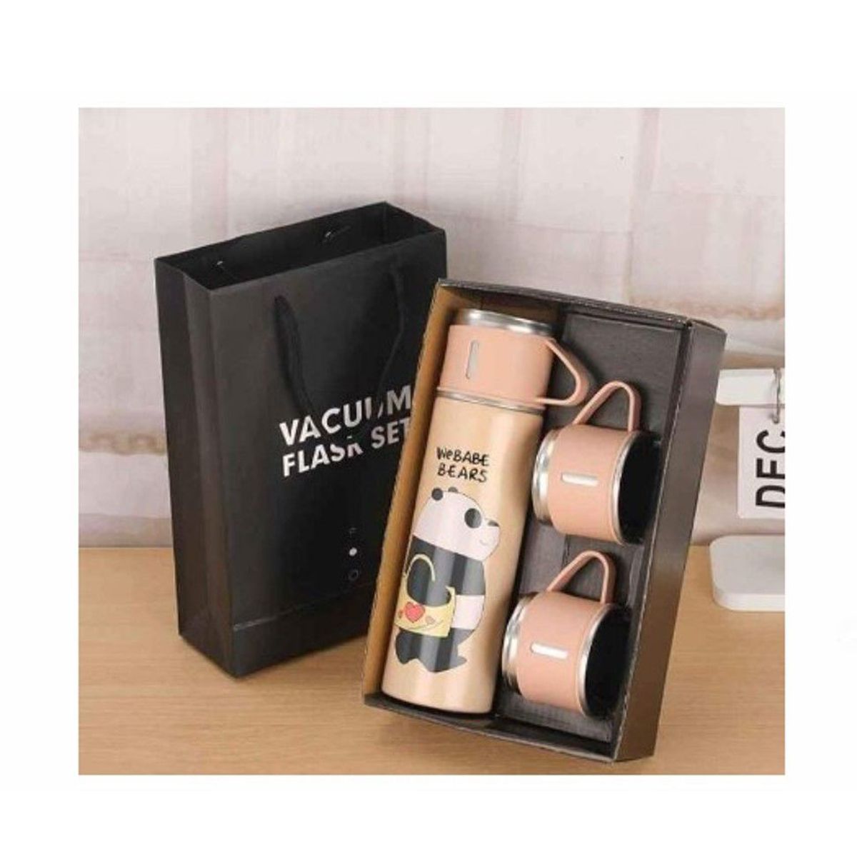 GENERICO - Termo 500ml de Osos Escandalosos  + 3 Tazas+Caja Melón