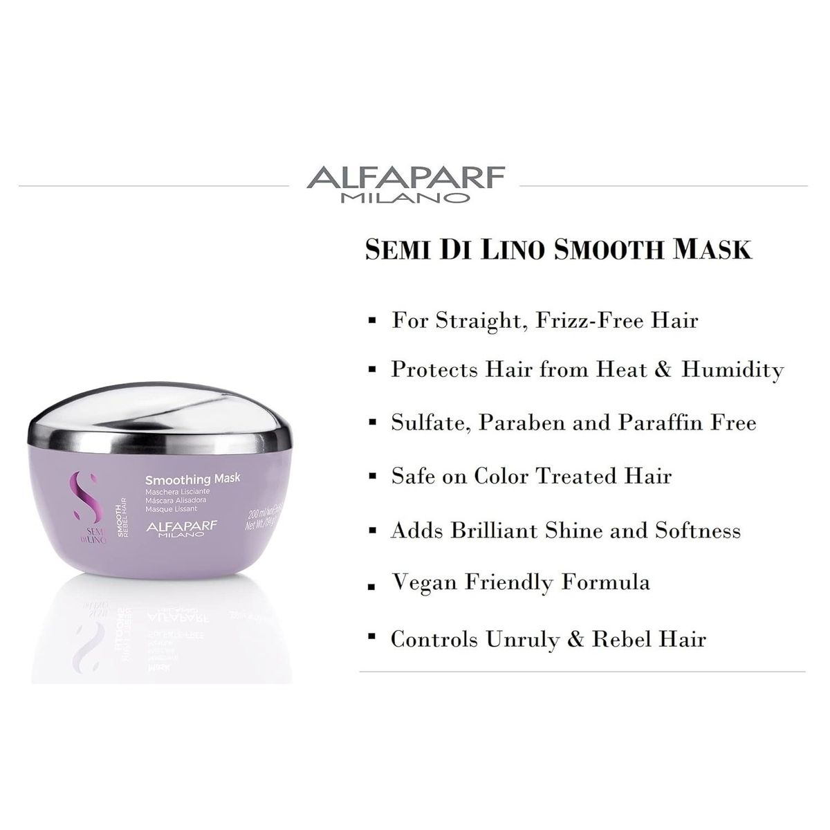 ALFAPARF MILANO - Mascarilla Anti Frizz Alfaparf Smoothing Mask 200ml