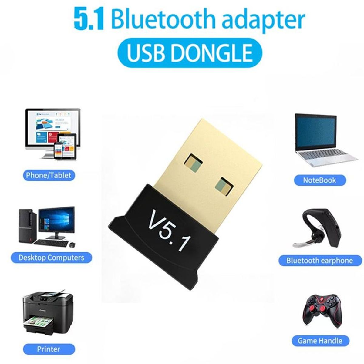 CHIN HAUR - USB Bluetooth 51 Receptor ordenador PC y portátil