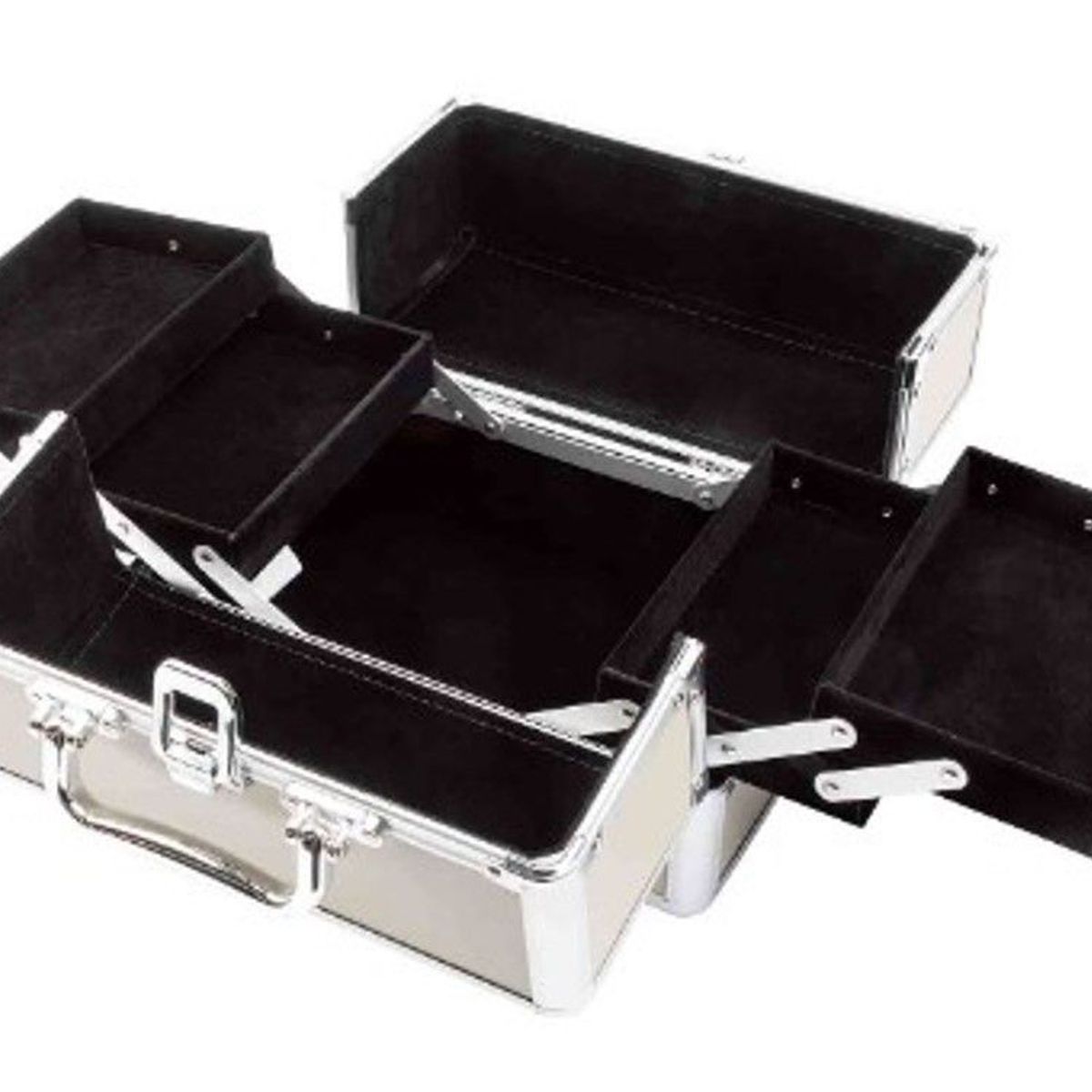 GENERICO - Maletín organizador maquillaje grande y de calidad PLATEADO