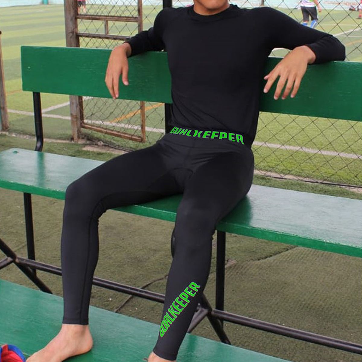 GENERICO - pantalón licra leggin malla hombre negro