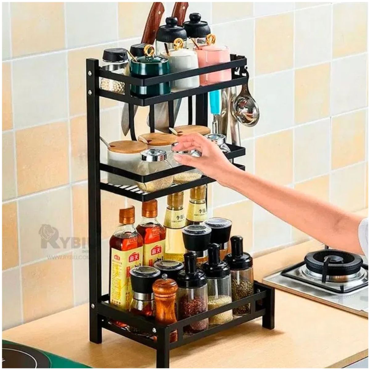 INSPIRA MARKET - Organizador de cocina condimentero 3 niveles estante