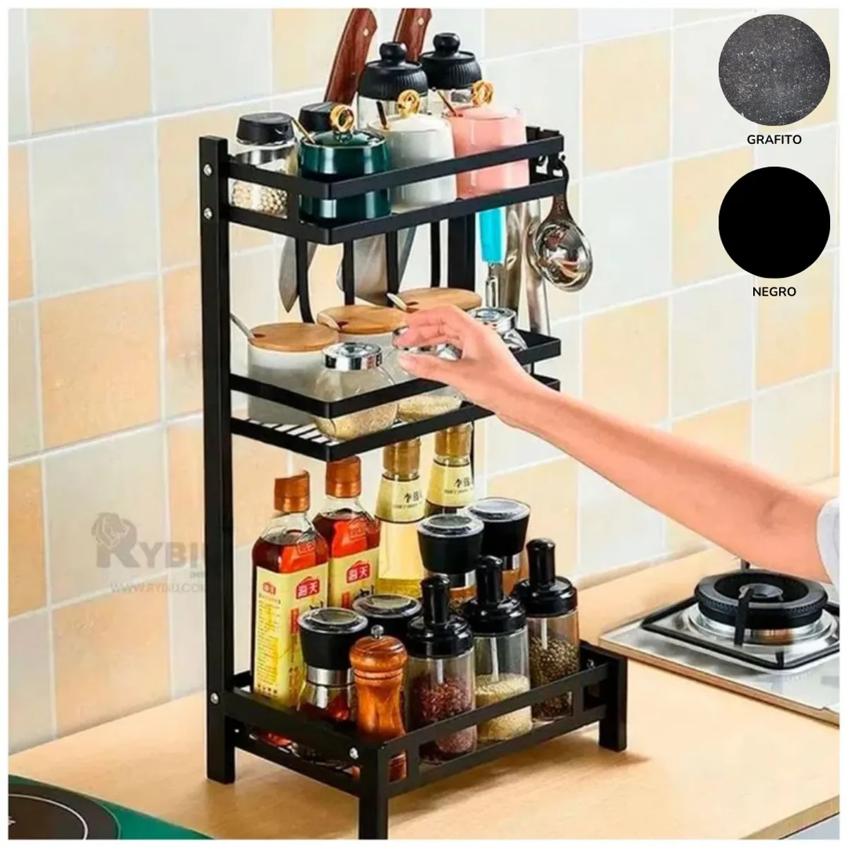 INSPIRA MARKET - Organizador de cocina condimentero 3 niveles estante