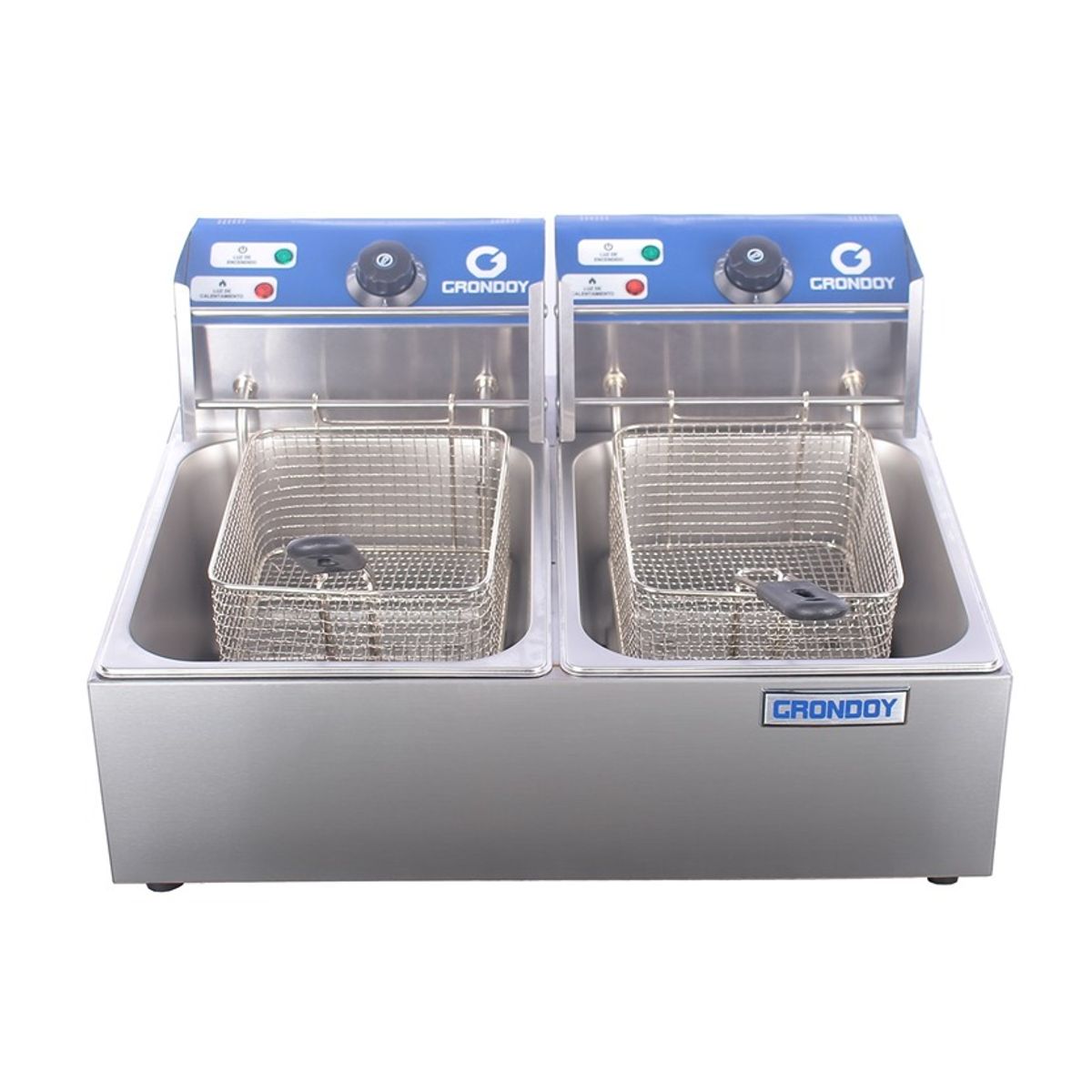 GRONDOY - Freidora Eléctrica de 2 pozas de 10 Litros GRONDOY