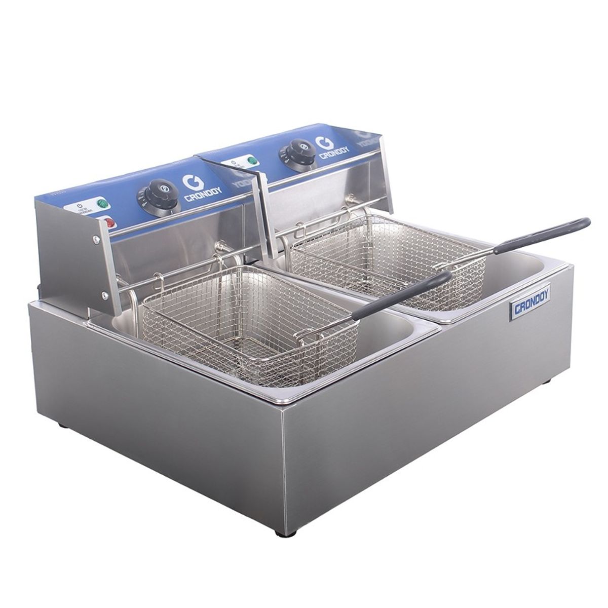 GRONDOY - Freidora Eléctrica de 2 pozas de 10 Litros GRONDOY