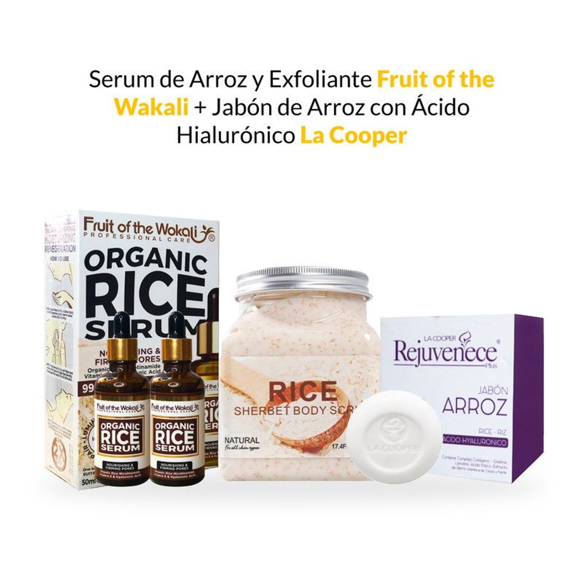 GENERICO - Serum de Arroz + Exfoliante Corporal + Jabón de Arroz