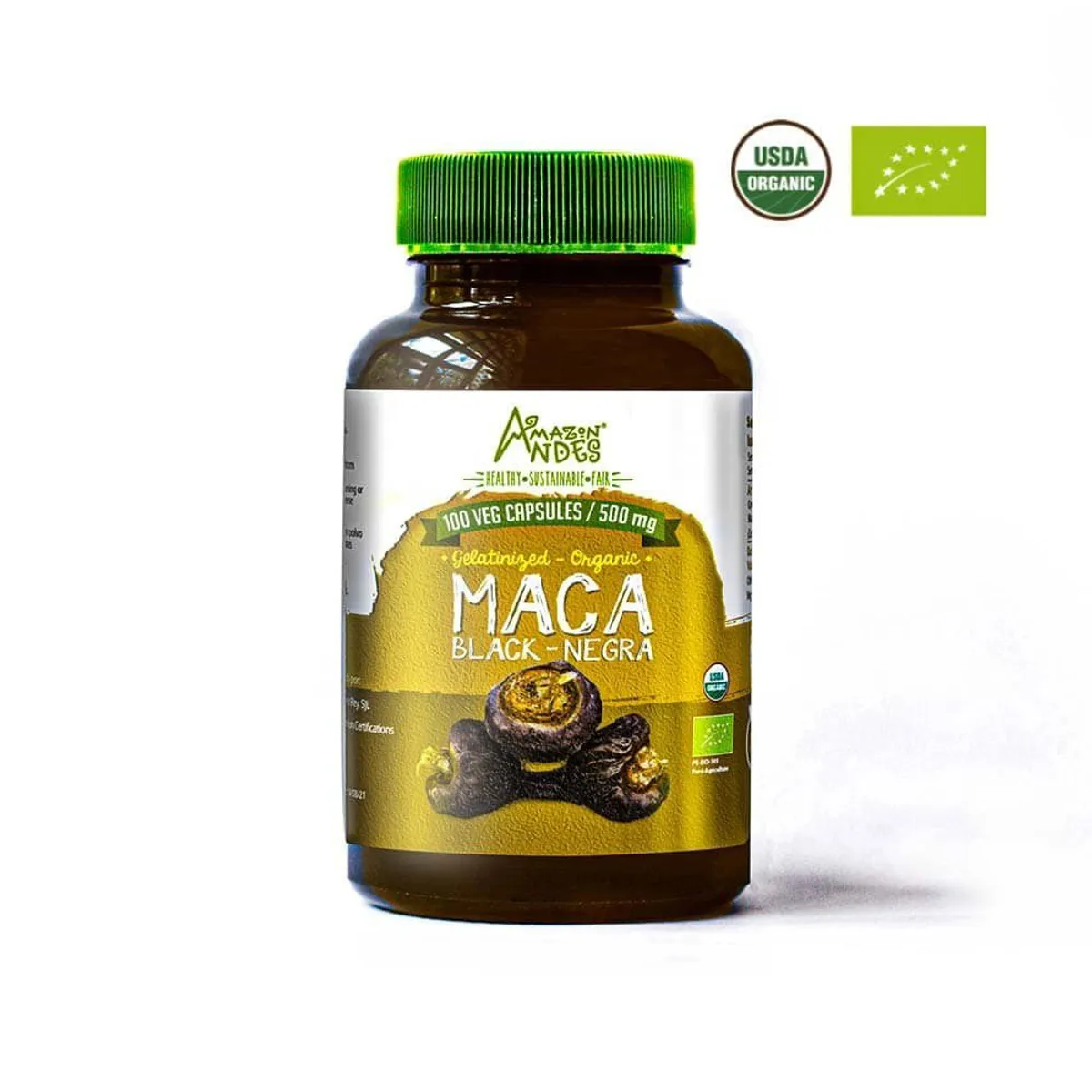 AMAZON ANDES - Maca Negra Orgánico en cápsulas 100u x 500mg - Amazon Andes