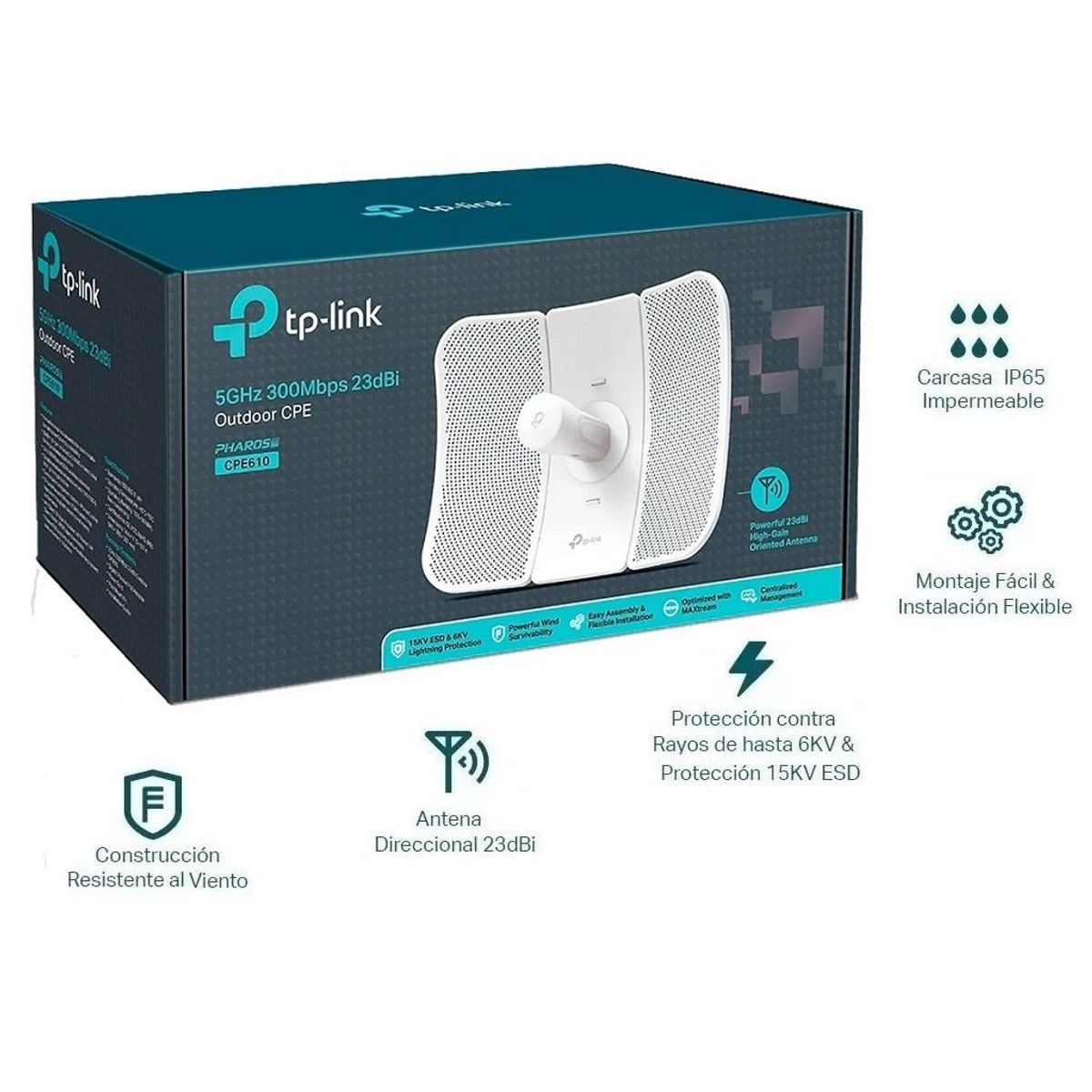 TP LINK - Antena TP-Link CPE610 23dbi 300mbps 5Ghz Outdoor