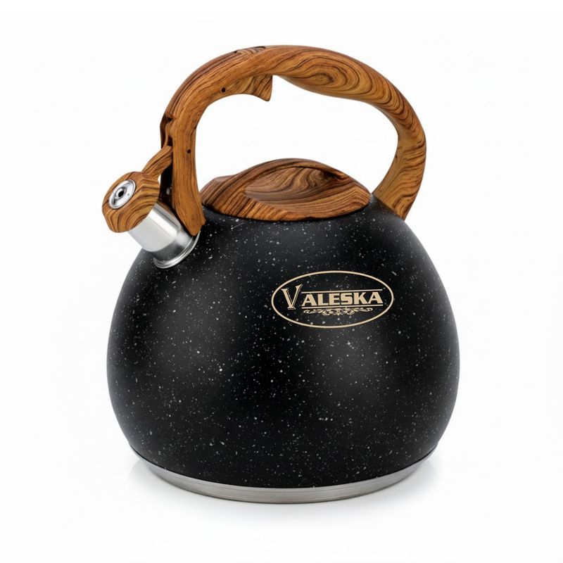 VALESKA - Tetera Valeska Estilo Roca Volcánica con Silbato 5L Negro