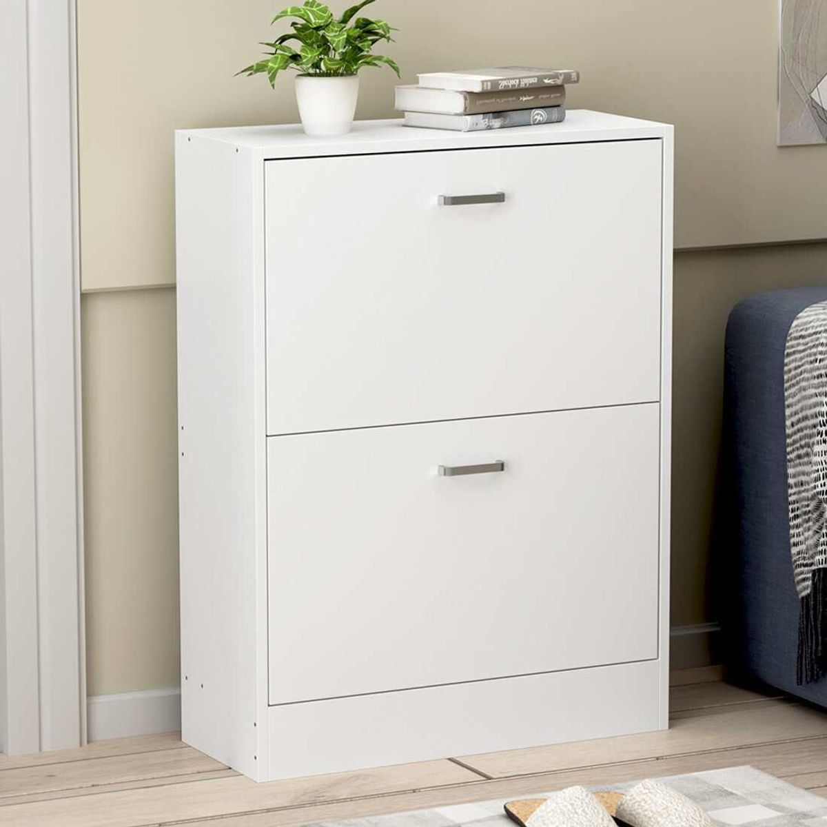 VENTITAS HOME - Zapatera Organizador Flavia 2 Compartimientos Ventitas Home Blanco