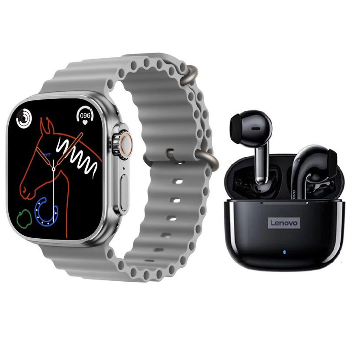 LENOVO - Lenovo LP40 Pro De Auriculares-Negro y Watch S8 Ultra-Blanco