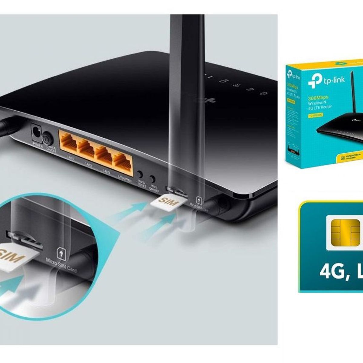 TP LINK - Router 4G Lte Tp-link Wifi Inalámbrico 300mbps TL-MR6400 SIM Card