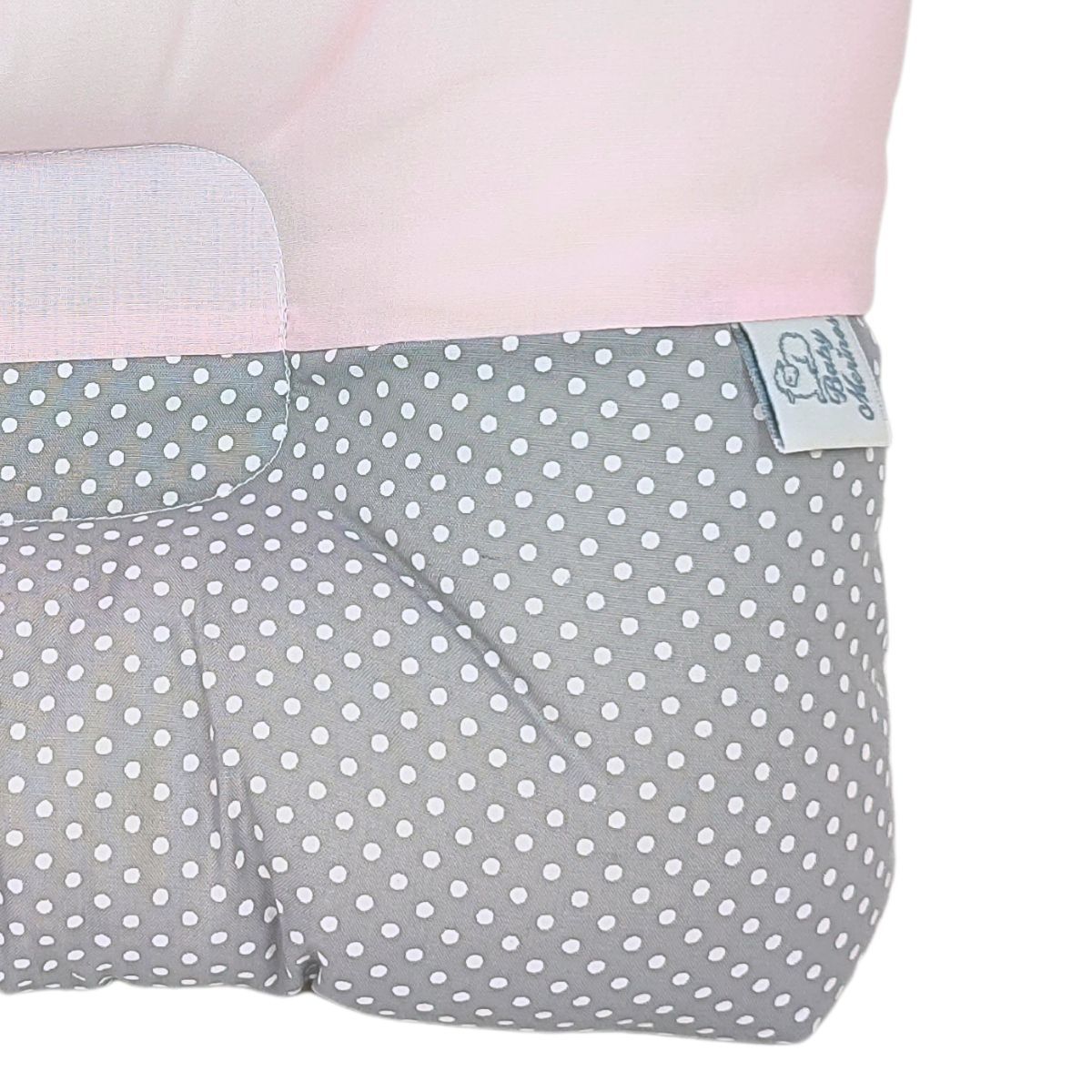 BABY MERINOS - Almohada Bebe anti-cabeza plana - Puntos Blancos - Rosado