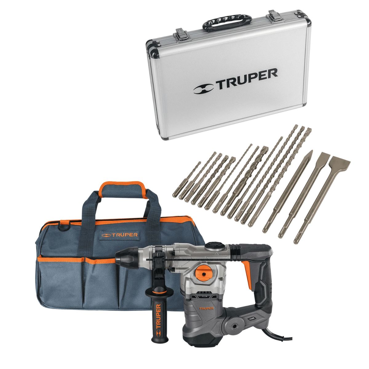 TRUPER - Rotomartillo SDS PLUS 6 Joules con juego de brocas y cinceles Truper