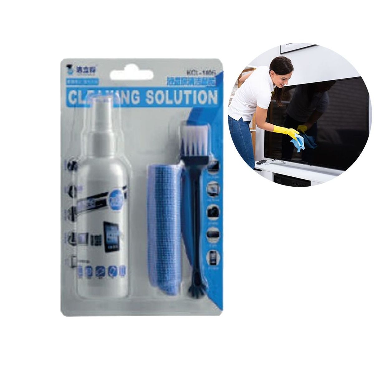 GENERICO - Limpiador de pantalla KCL-1005  Paño y Cepillo
