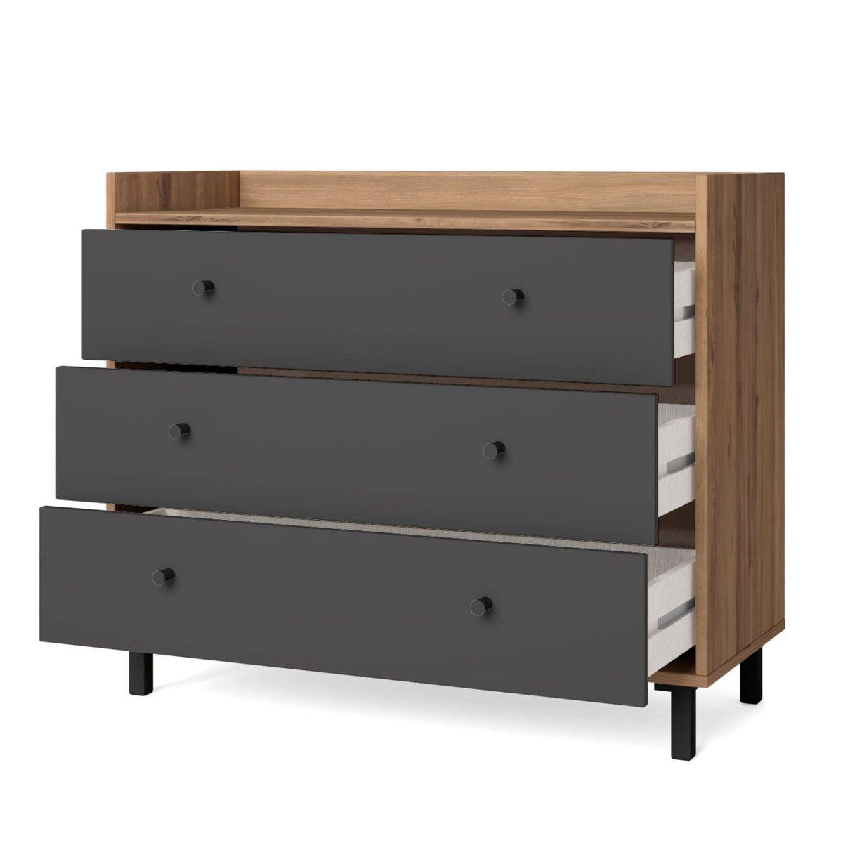 DIBA MUEBLES - Cómoda 3 Cajones Talmah Nogal  DIBA  Muebles