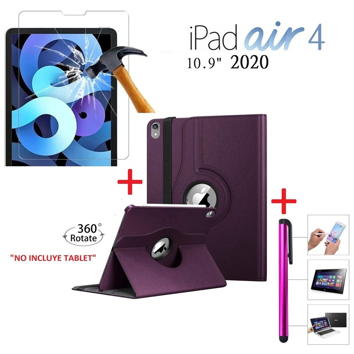 GENERICO - Case + Mica + Lapiz para iPad Air 4 10.9" 2020 A2316 A2324 A2325