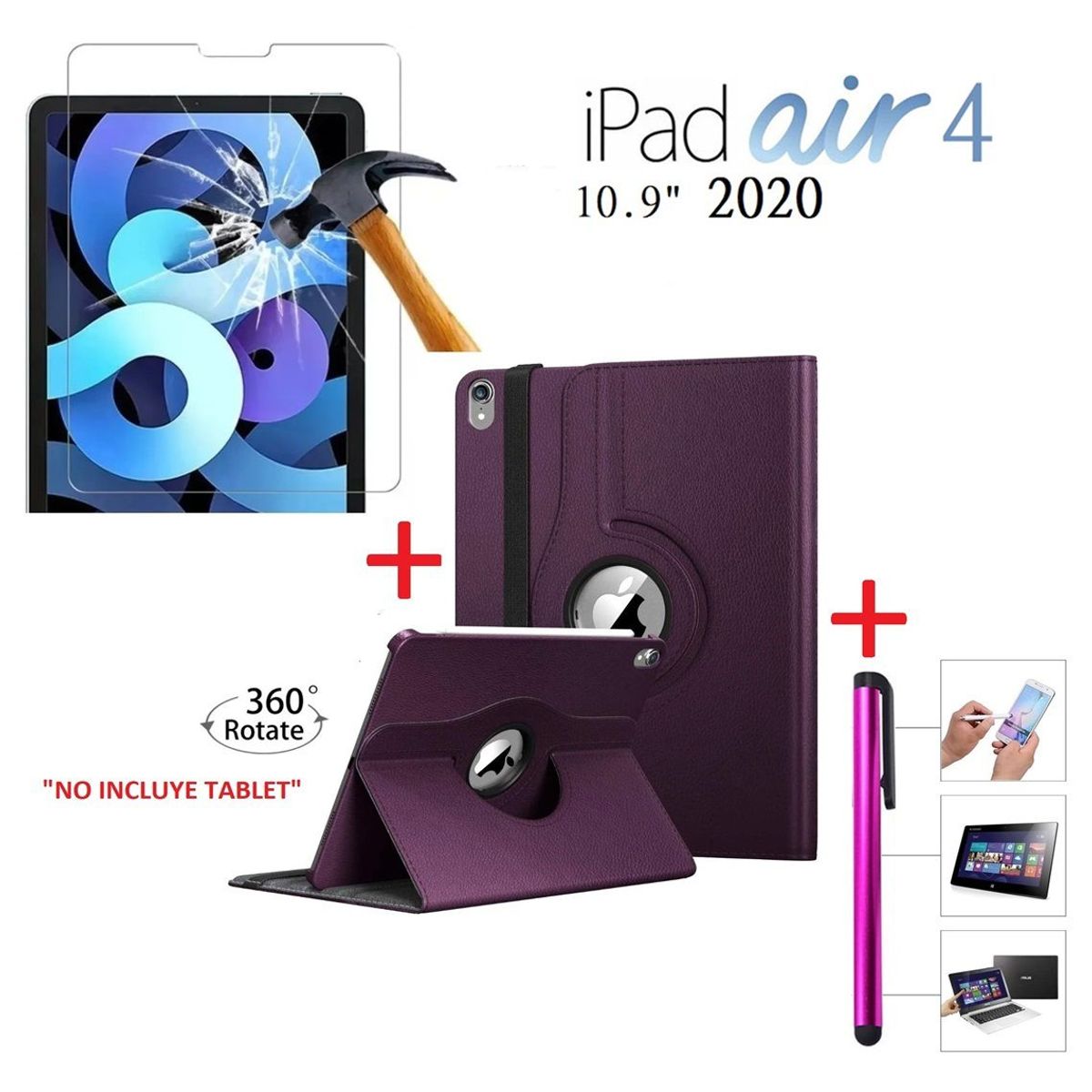 GENERICO - Case + Mica + Lapiz para iPad Air 4 10.9" 2020 A2316 A2324 A2325