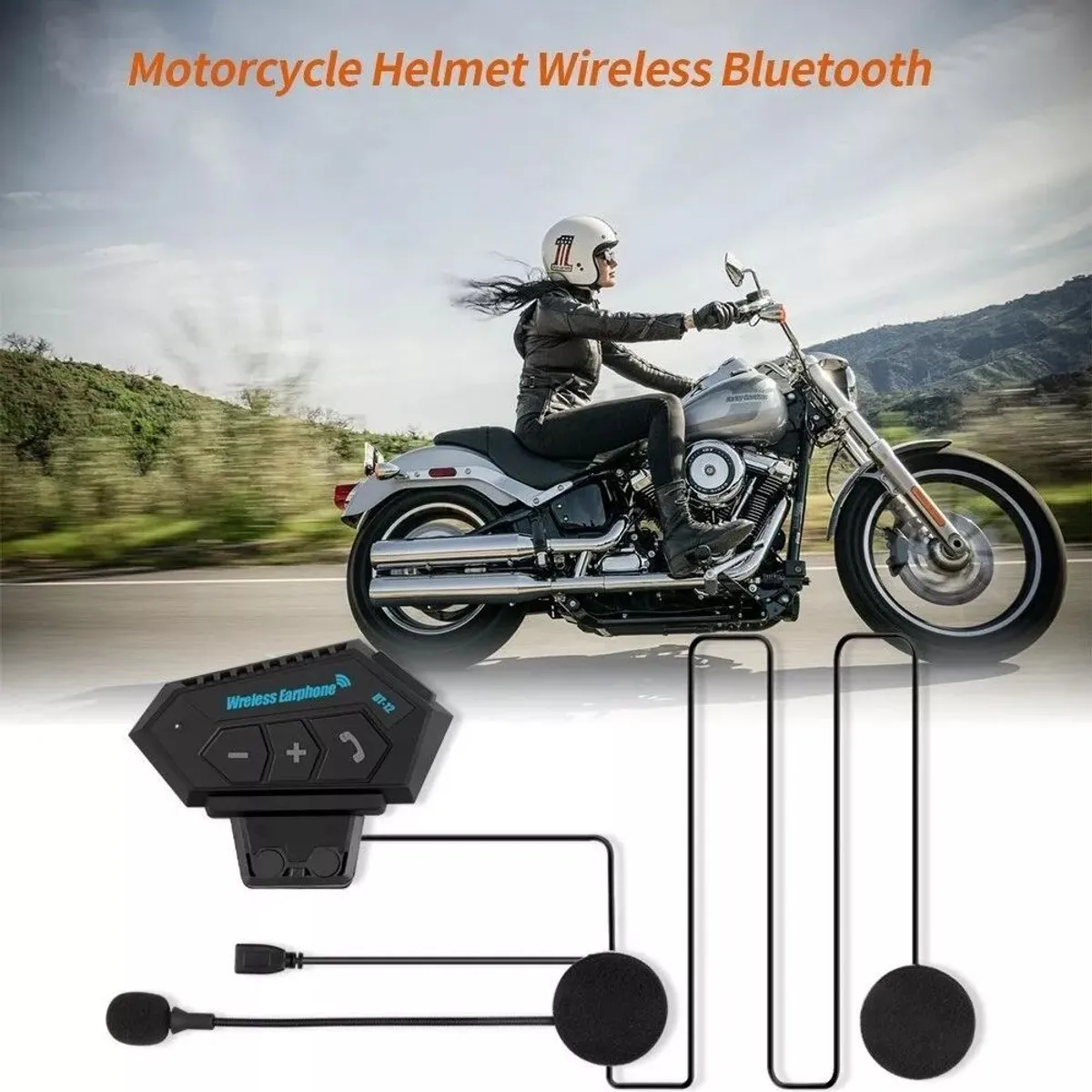 GENERICO - AUDIFONOS BLUETOOTH PARA MOTO / 12 HORAS