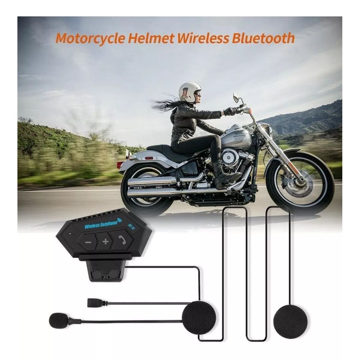GENERICO - AUDIFONOS BLUETOOTH PARA MOTO / 12 HORAS