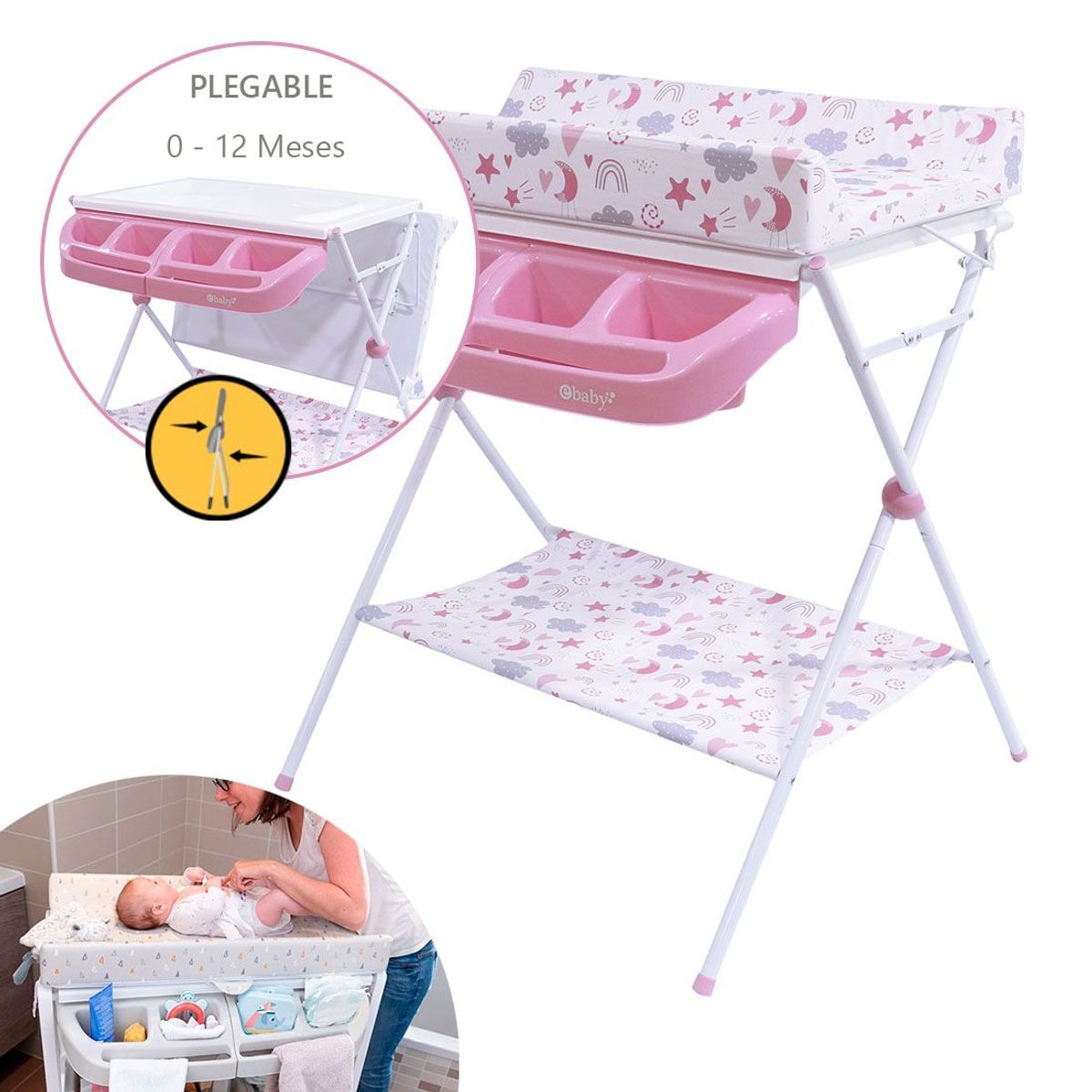 EBABY - Bañera Cambiador MAXI 830-1 Rosado