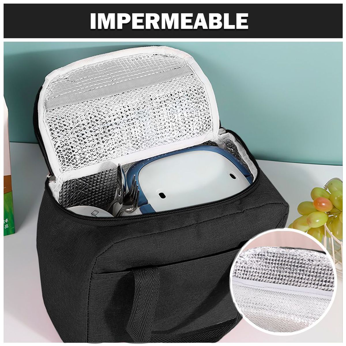 SASHIJA - Táper 4 Divisiones N03 TQ Y Lonchera Térmica Comida Alimentos B09 NG