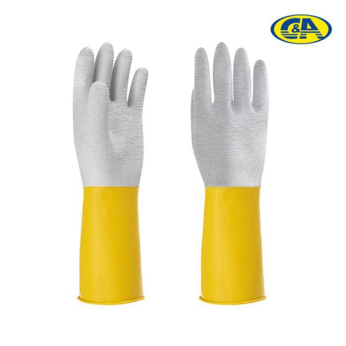 C AND A TOOLS - Guante Corrugado Calibre 18 Talla M  C&A  - Amarillo  /  Gris