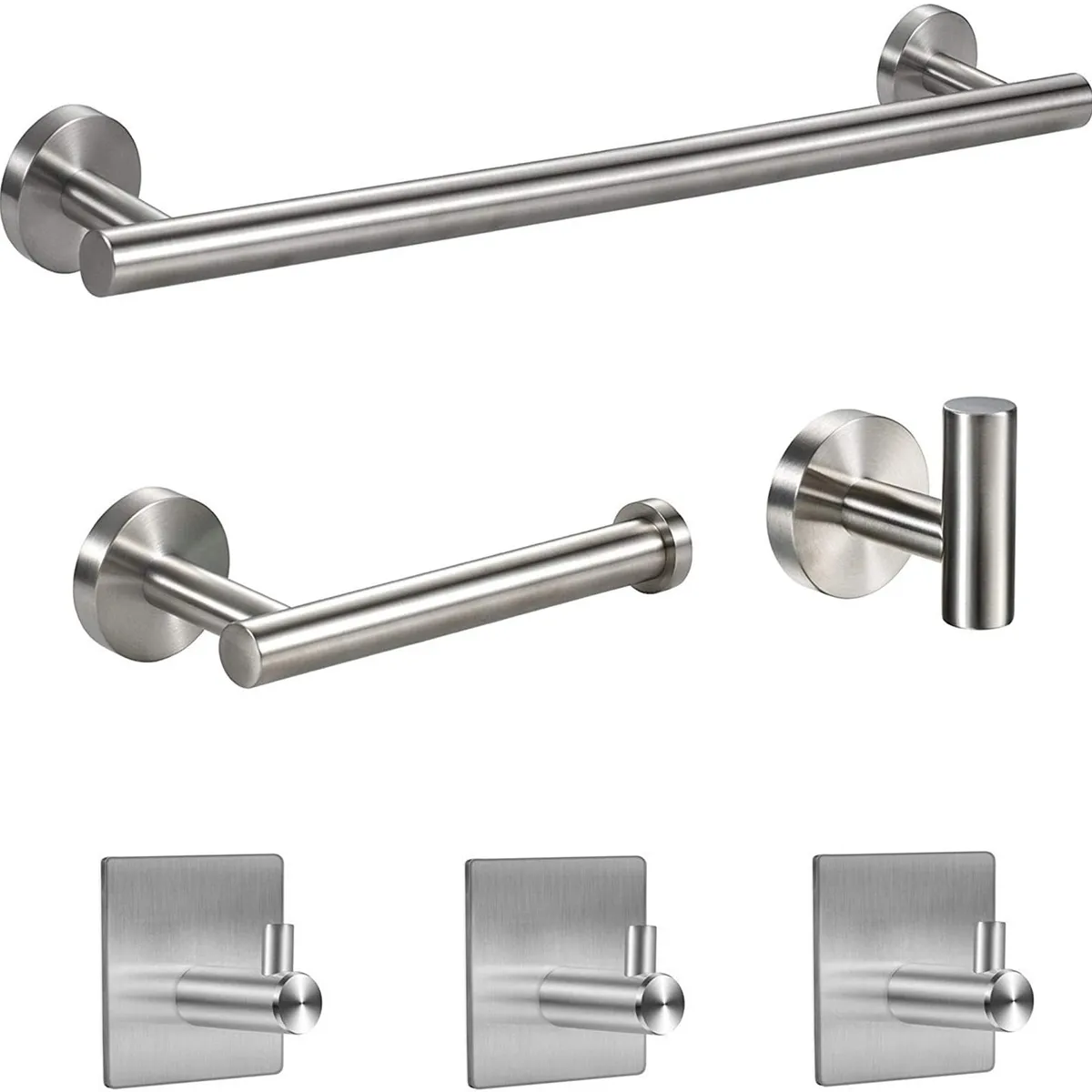 PUREPOWER - Juego De Accesorios Baño Negro Toallero Ganchos Para Toallas-Plata