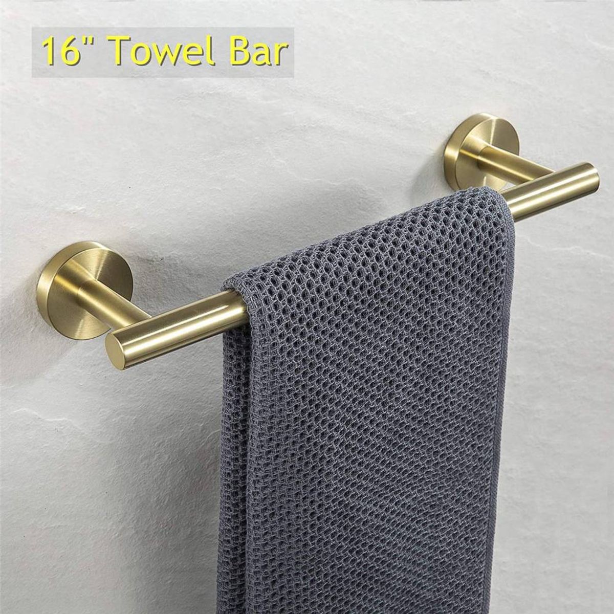 PUREPOWER - Juego De Accesorios Baño Negro Toallero Ganchos Para Toallas-Dorado