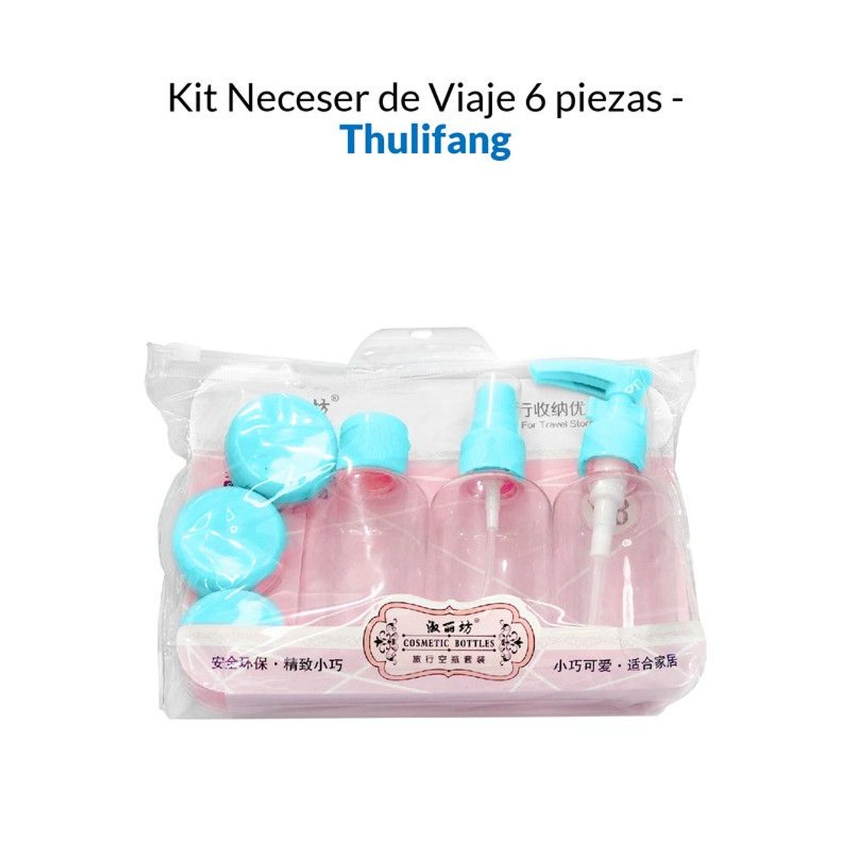 GENERICO - Kit Neceser Cremero de Viaje 6 piezas Turquesa