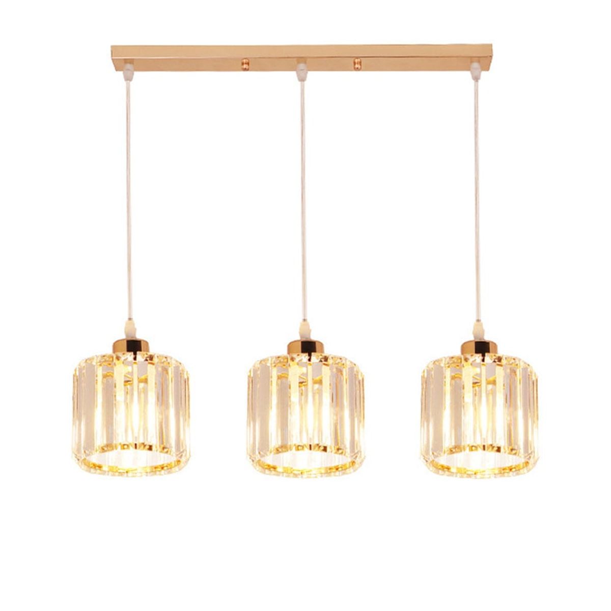 HOME NEAT - Lámpara Colgante Strip Cristal Redonda 3L E27 Oro