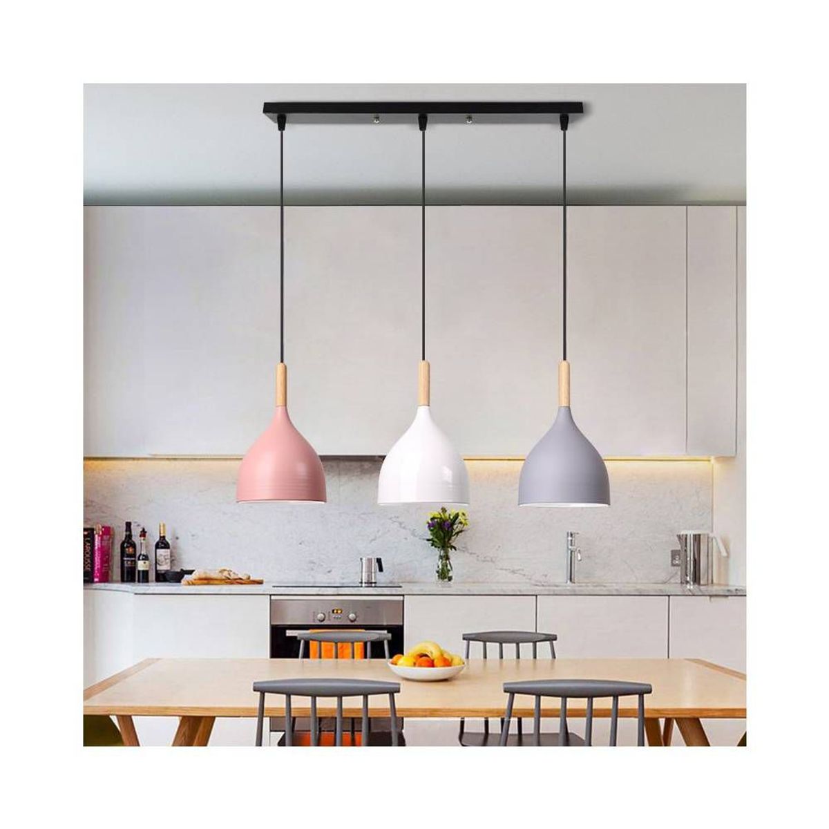 HOME NEAT - Lámpara de colgante nórdica moderna e27 luz de techo 3 cabezas