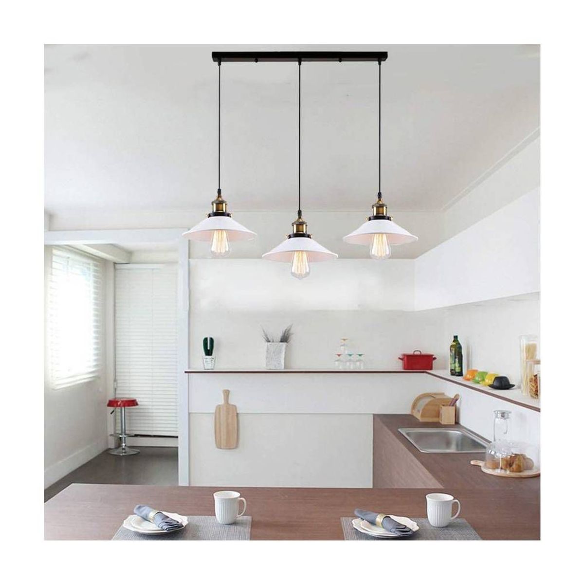 HOME NEAT - Vintage lámpara de techo ø22cm lámpara colgante 3 luces blanco