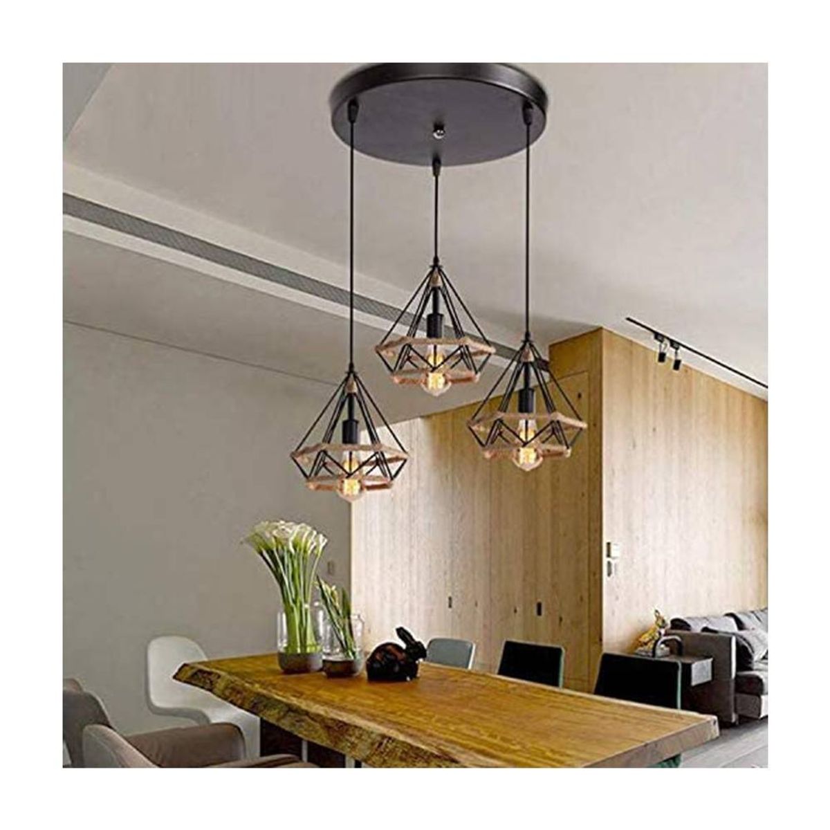 HOME NEAT - Lámparas de araña vintage 4 luces lámpara de techo - Negro