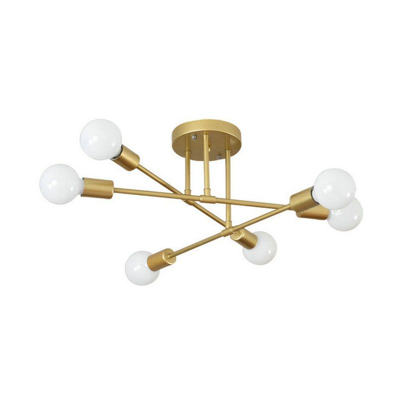 MMDH - Lámpara de araña led para sala de estar nórdica Dorado