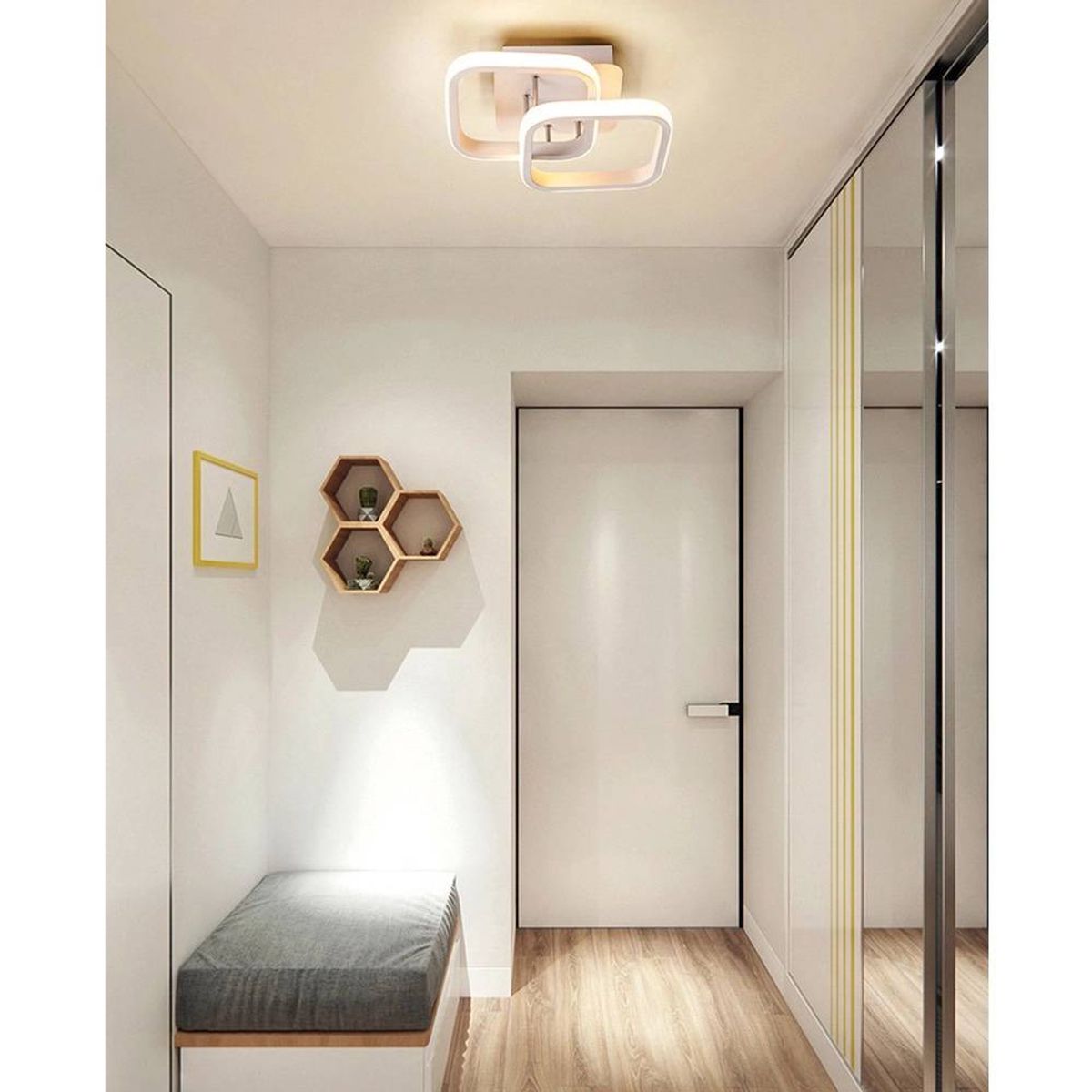 PUREPOWER - Lámpara de techo LED acrílica dos cuadrados - Blanco