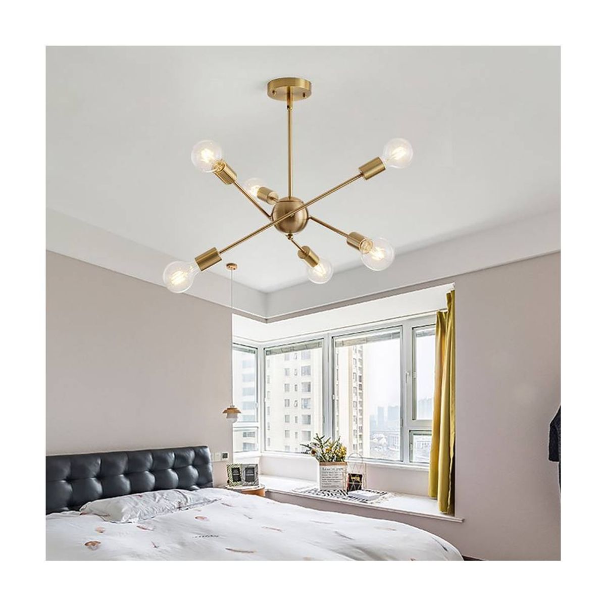 PUREPOWER - Lámparas de araña lujo iluminación colgante con 6 e27 oro