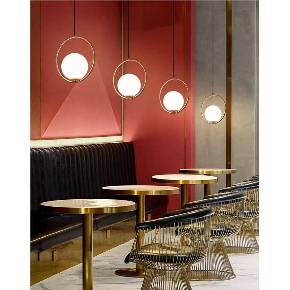 PUREPOWER - Lámpara colgante de cristal de la lámpara moderna globo techo-oro