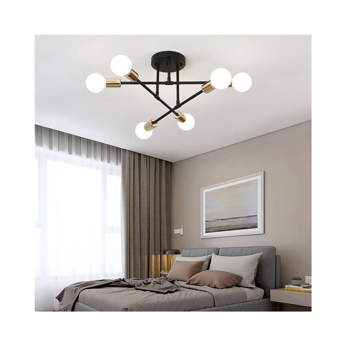 PUREPOWER - Lámpara de 6 focos metálica - Negro y Dorado