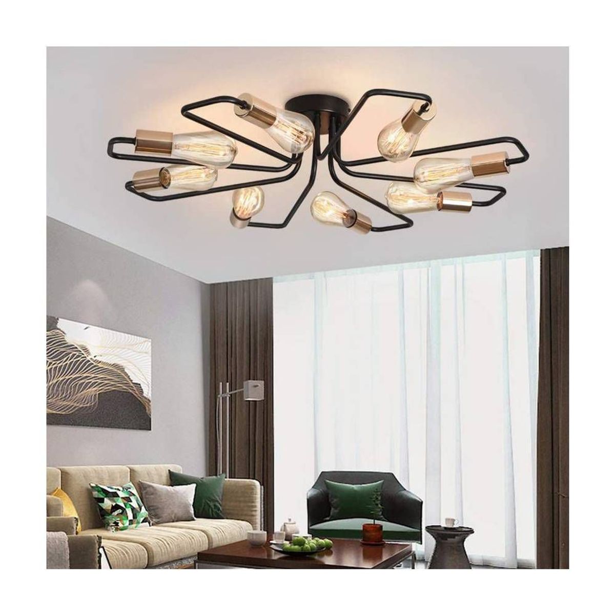 HOME NEAT - Lámpara de techo vintage  elegante lámpara industrial e27 8 luces