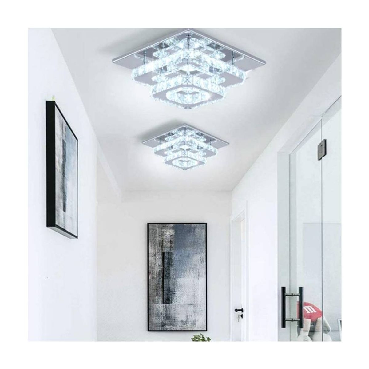 HOME NEAT - LED lámparas de techo de cristal 36w acero inoxidable 3 Colores 30cm